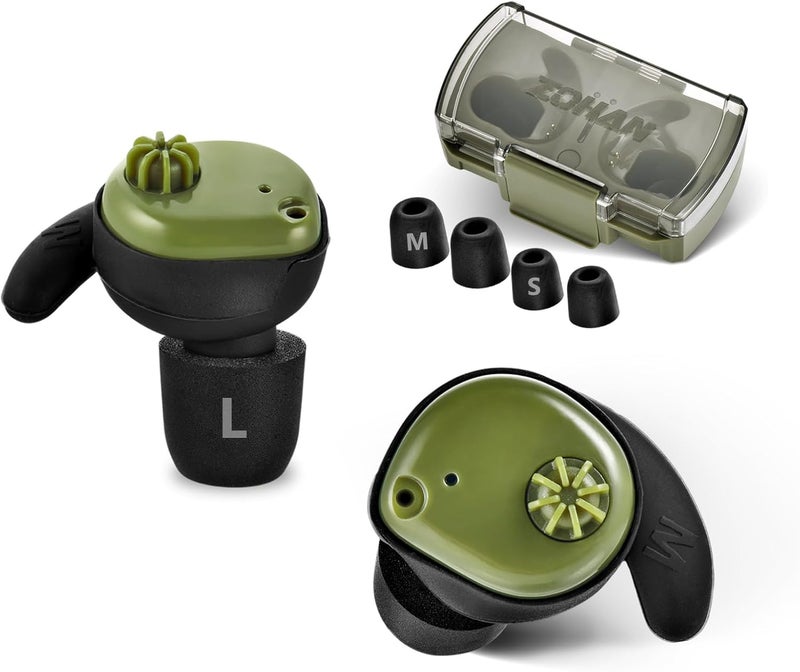 Zohan Rechargeable Electronic Sound Suppression, with 4X Sound Amplification, Hearing Protection Earbuds for Shooting, Independent Volume Control, 3 Sizes Ear Plugs - Image 1